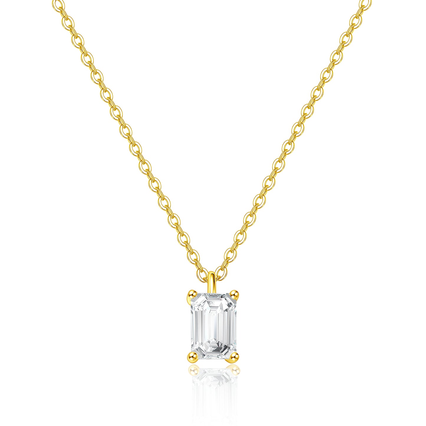 1ct Emerald Single diamond necklace