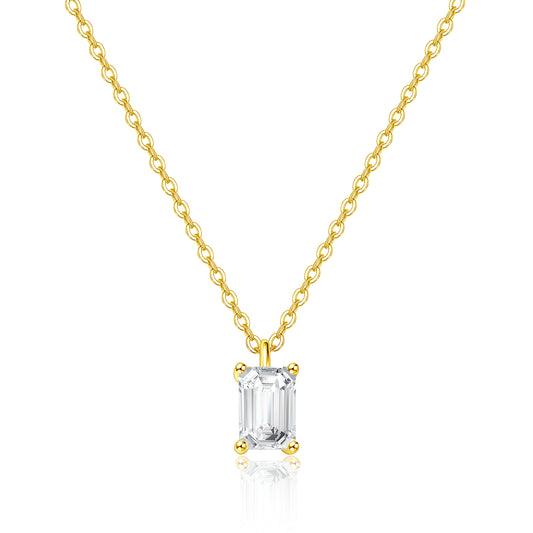 1ct Emerald Single diamond necklace