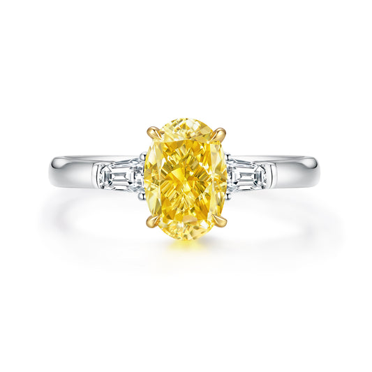 Yellow Diamond Ring-1ct Oval