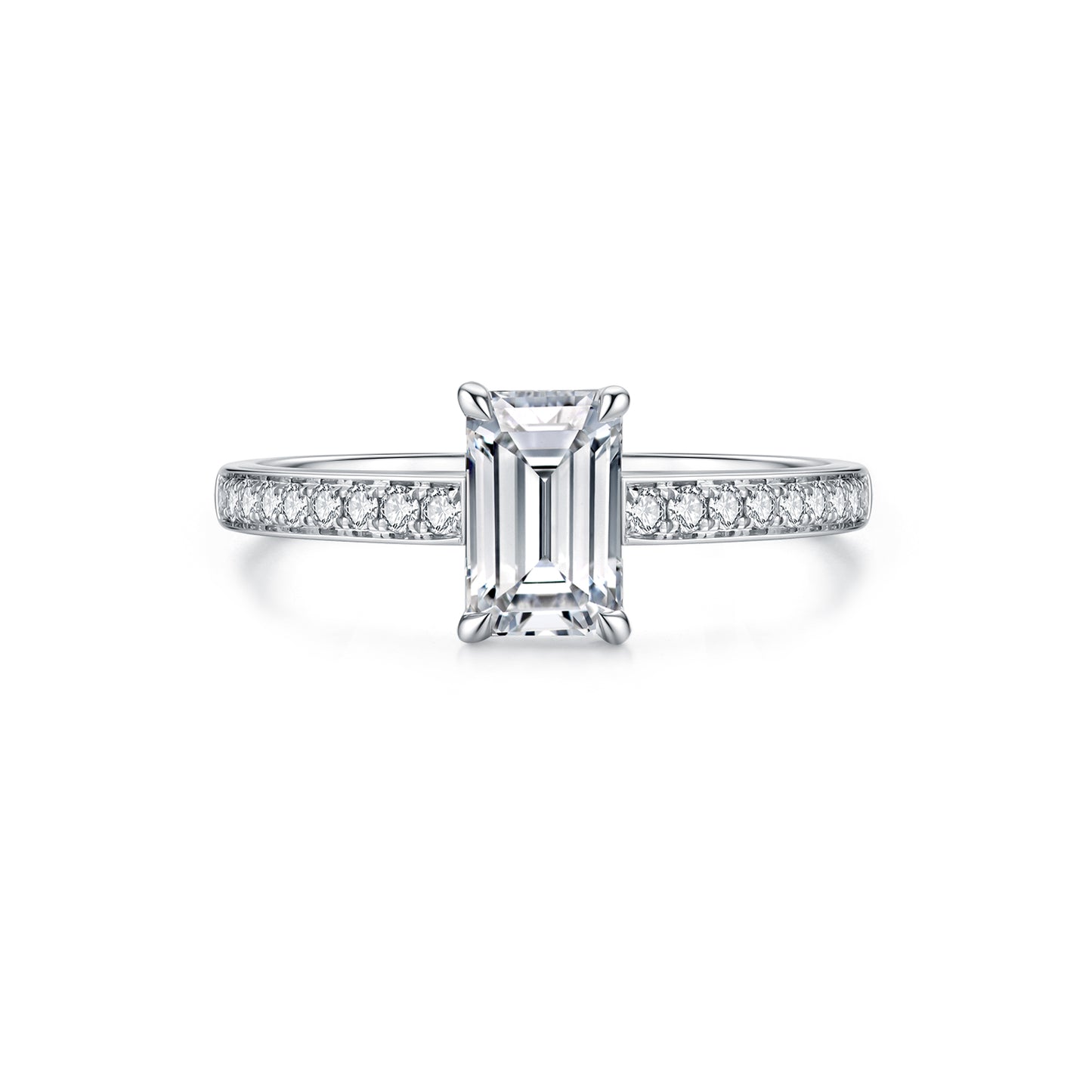 1ct Emerald diamond ring