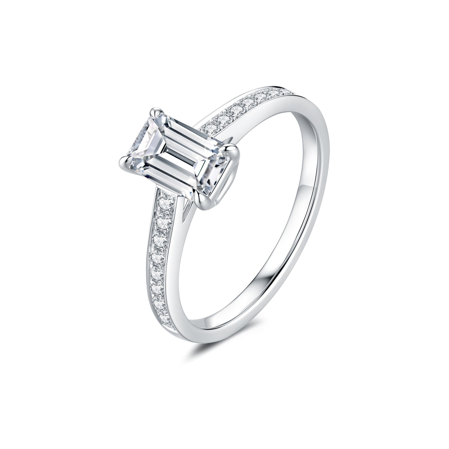 1ct Emerald diamond ring