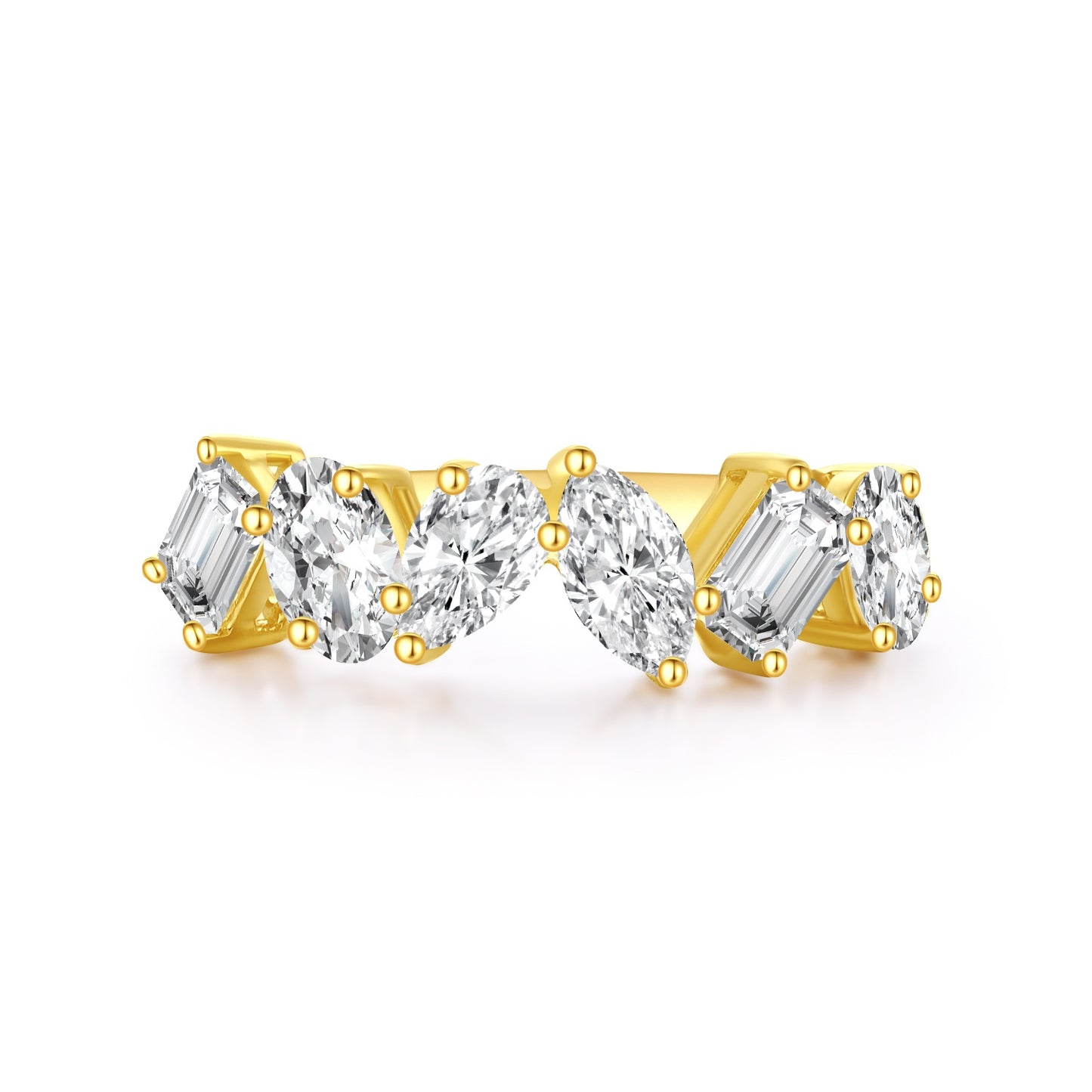 Six irregular diamond rings
