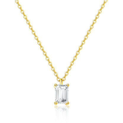 1ct Emerald Single diamond necklace
